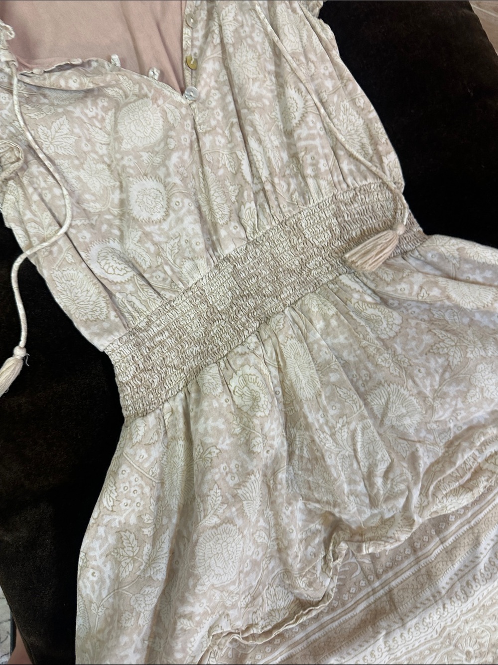 Cleobella Cream Paisley Boho Ruffle Dress size S - Picture 6 of 11
